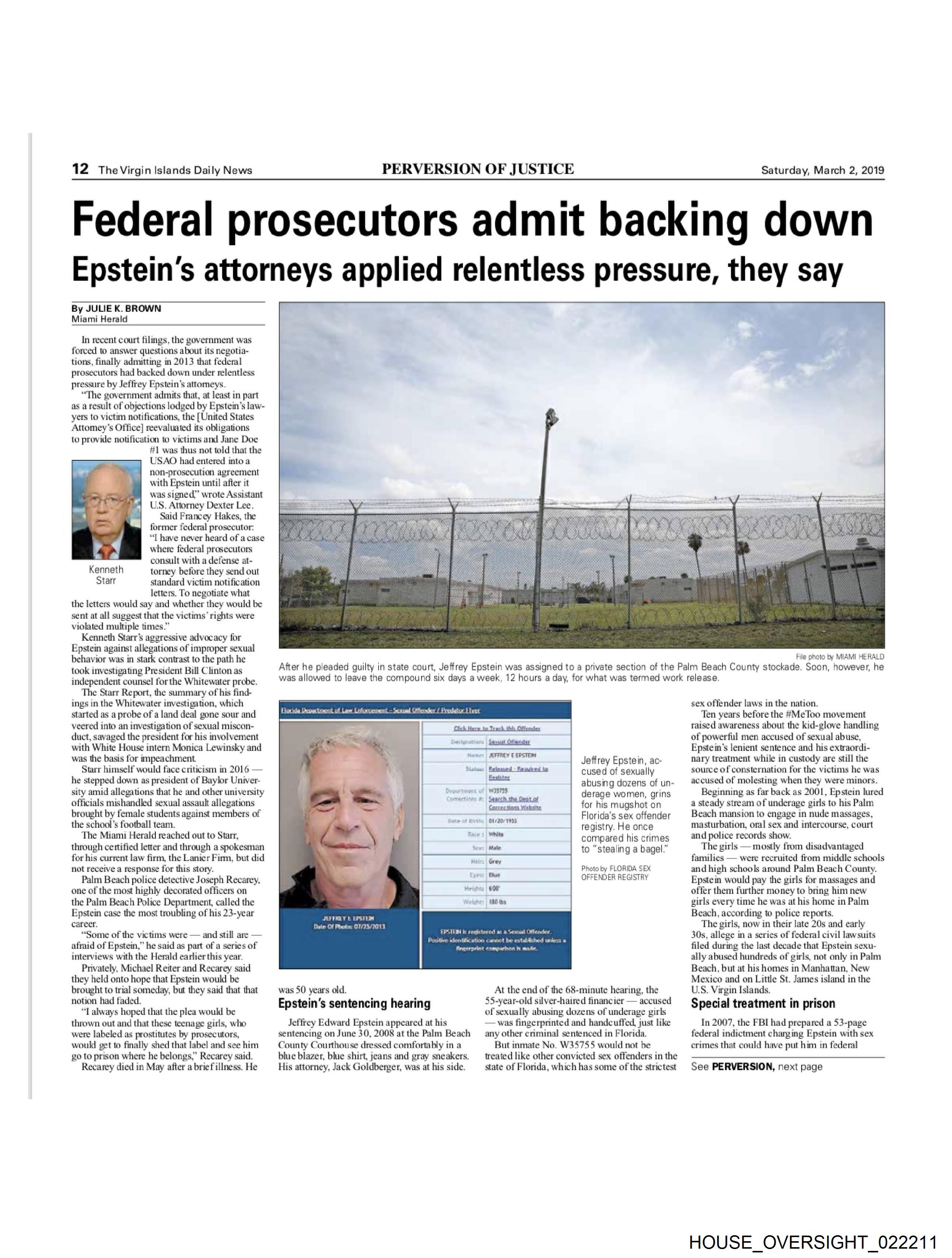 Virgin Islands Daily News Article on Federal Prosecutors' Backdown in ...