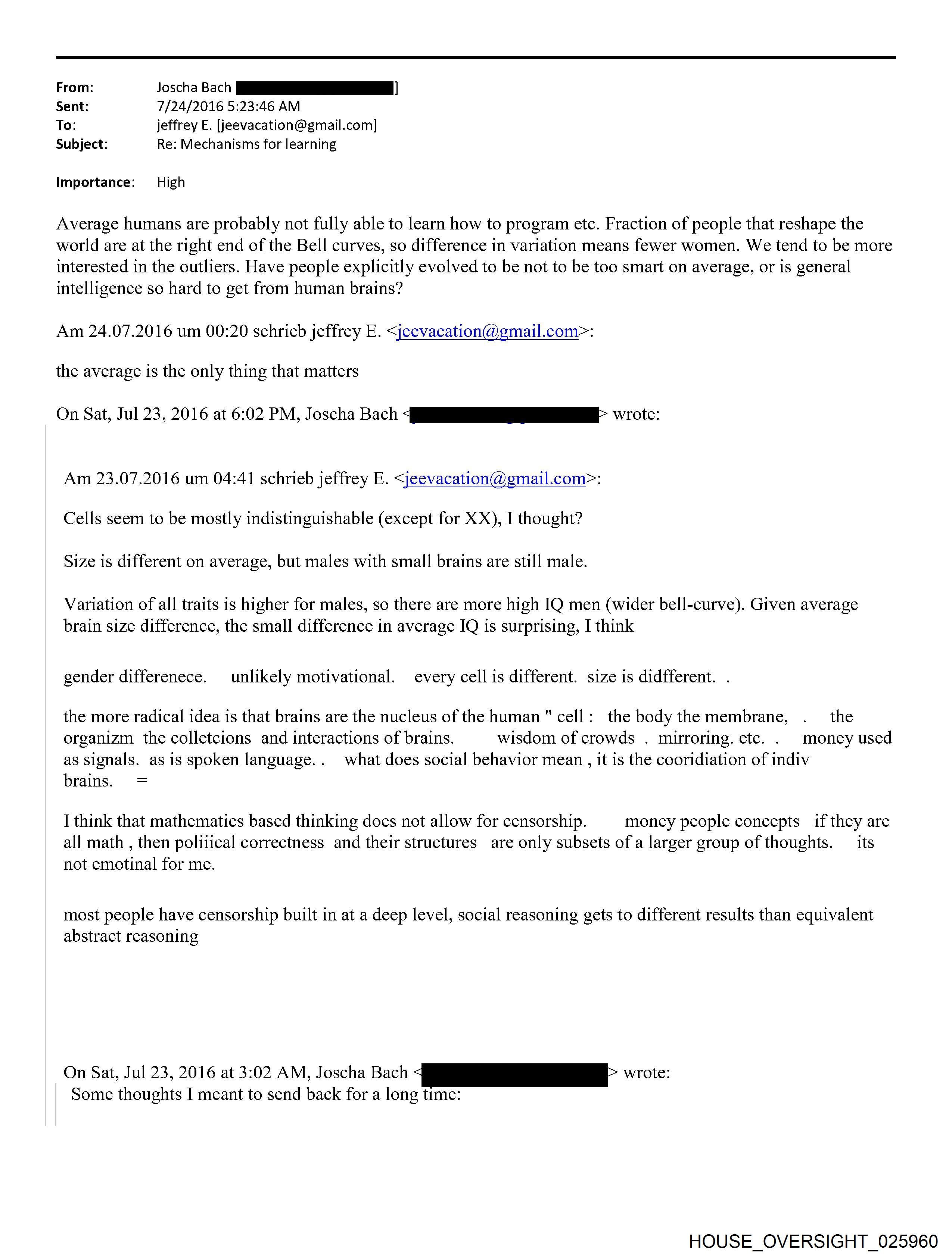 Intelligence and Population Philosophy Email