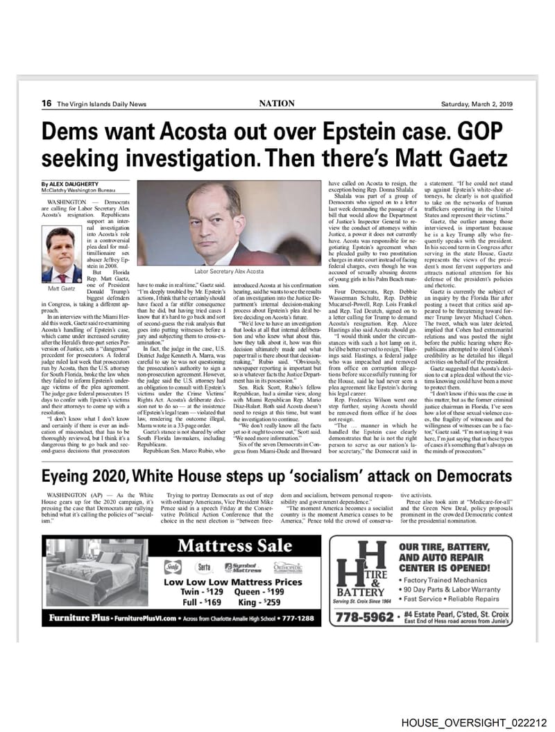 HOUSE OVERSIGHT 022212